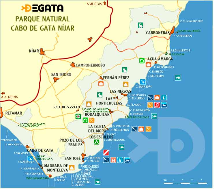 mapa playas cabo de gata